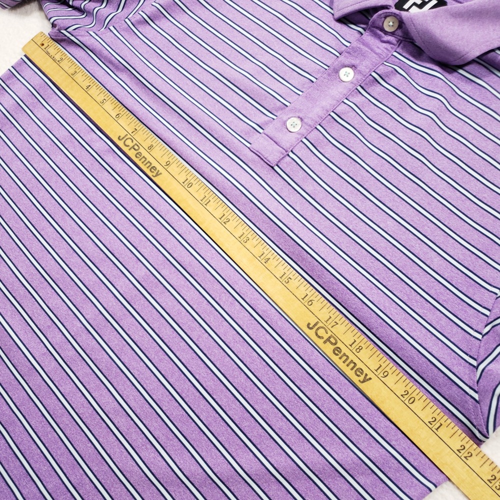 FootJoy Polo Shirt Mens Medium Purple Striped Lisle Austin‎ Country Club Golf - Picture 6 of 9